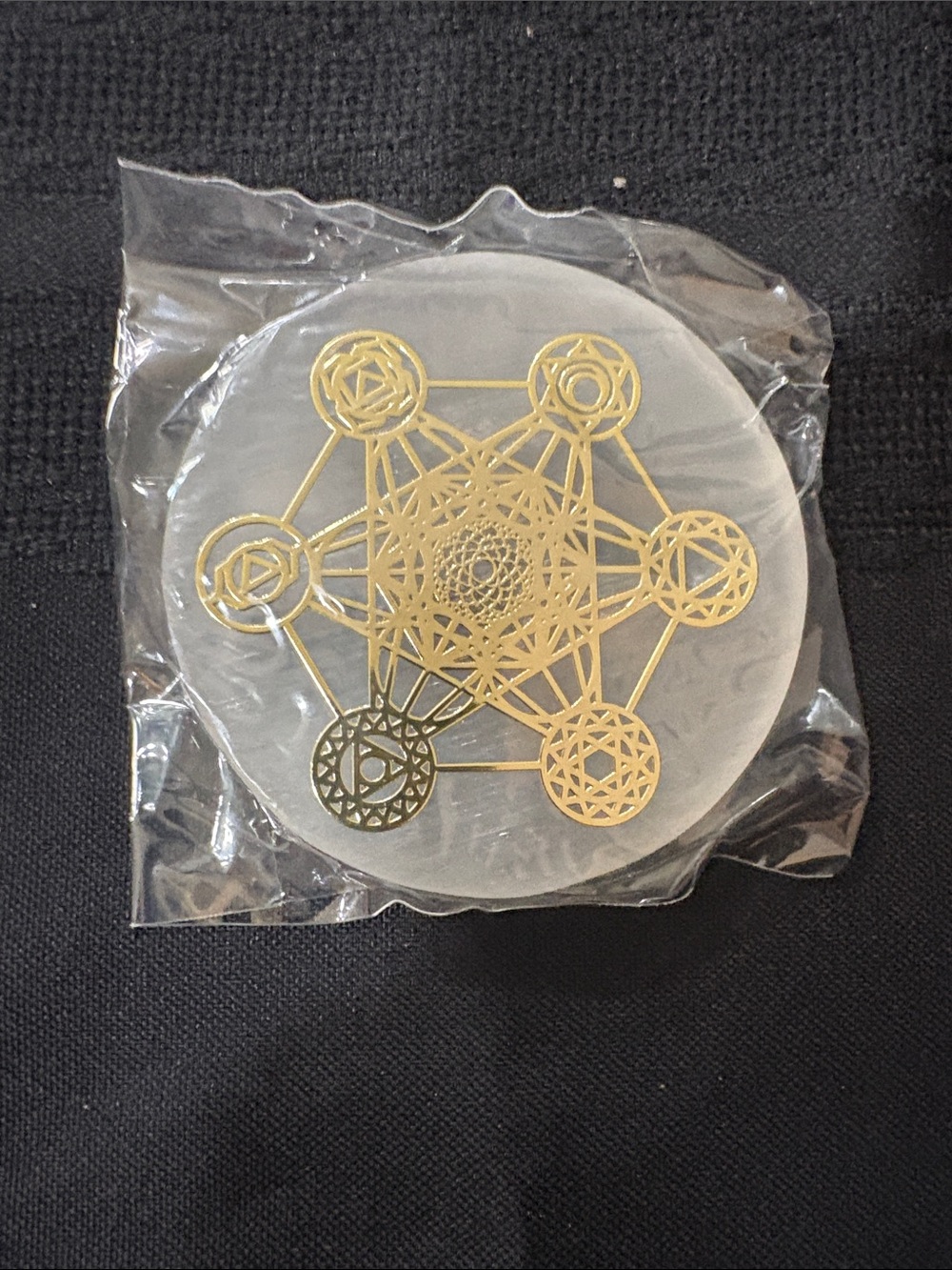 Gold Geometric Selenite Charging Plate - Home Accents